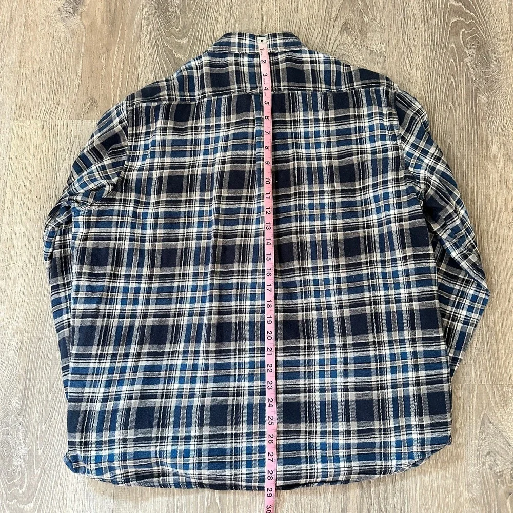 Woolrich‎ Flannel Men's 2XL XXL Blue Plaid Checkered Long Sleeve Button Up Shirt - Picture 10 of 14